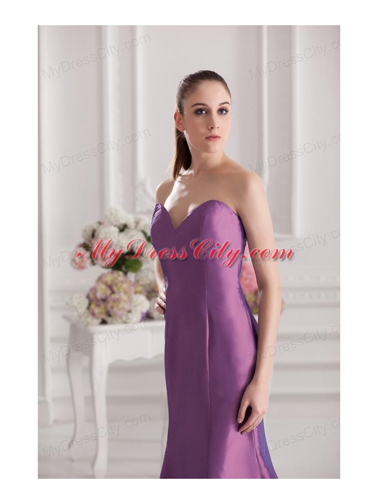 Mermaid Sweetheart Court Train Ruching Purple Prom Dress