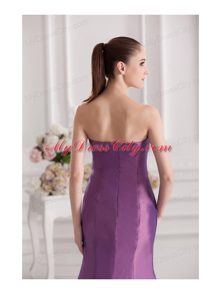 Mermaid Sweetheart Court Train Ruching Purple Prom Dress