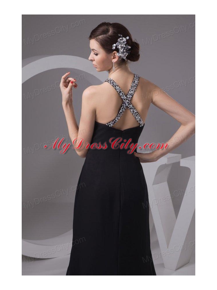 Sexy Empire Halter Beading Chiffon Prom Dress with Court Train