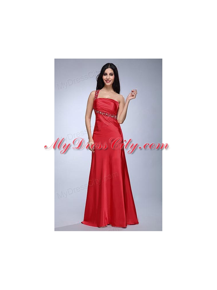 Column Wine Red Beading and Ruching Taffeta Prom Dress