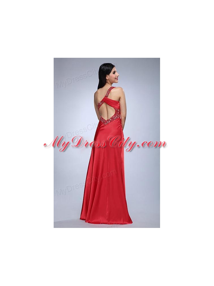 Column Wine Red Beading and Ruching Taffeta Prom Dress