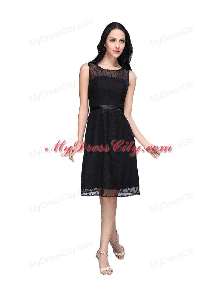 Empire Scoop Chiffon Knee-length Belt Prom Dress