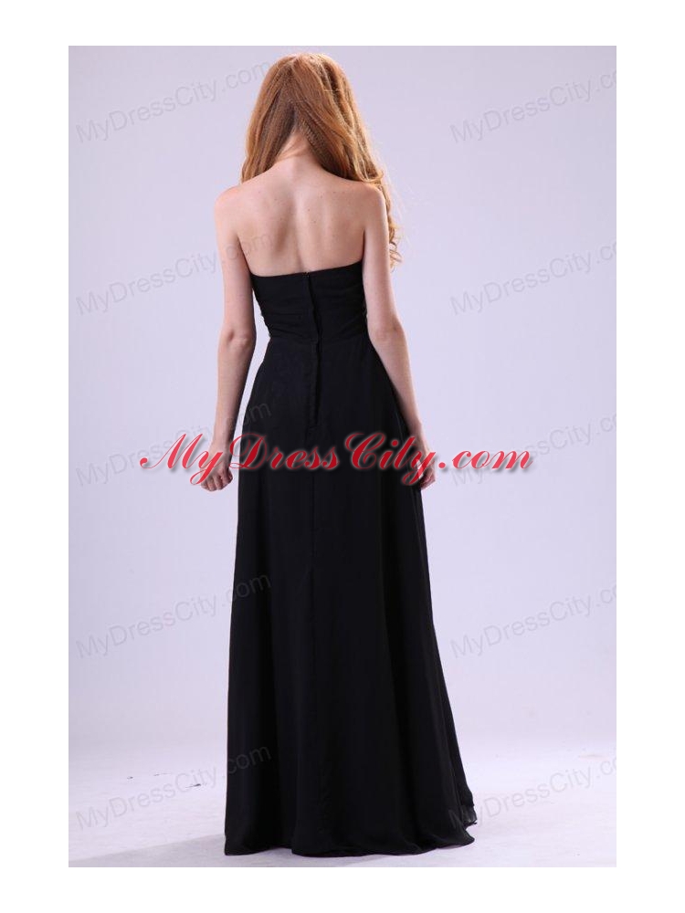 Empire Strapless Black Beading Floor-length Chiffon 2014 Prom Dress