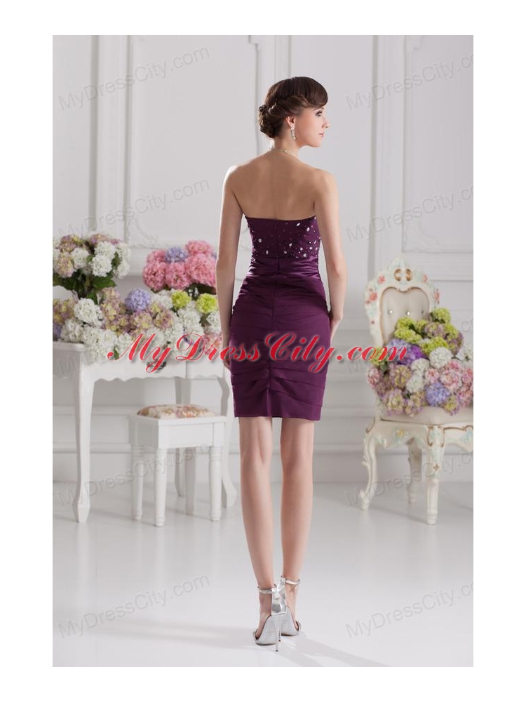 Sweetheart Column Beading and Ruffed Layers Prom Dress in Dark Purple