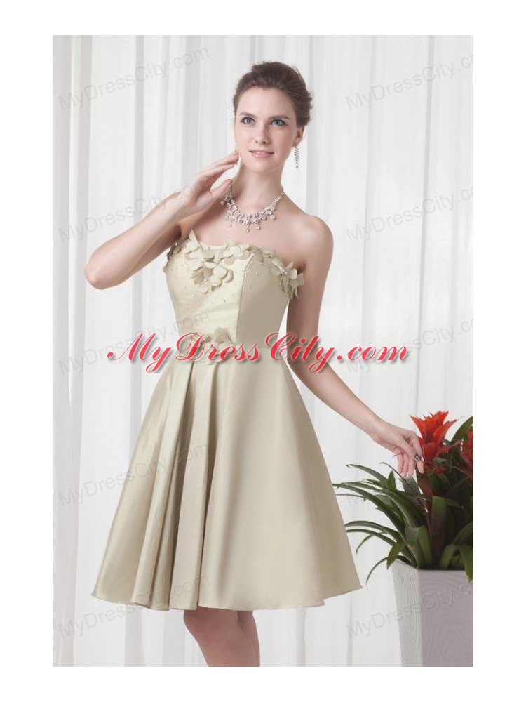 Column Sweetheart Chiffon Spring Green Ruching and Hand Made Flowers Prom Dress