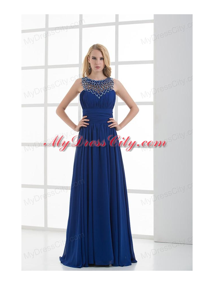 Empire Soop Beading Ruching Floor-length Chiffon Prom Dress