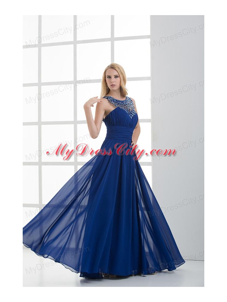 Empire Soop Beading Ruching Floor-length Chiffon Prom Dress