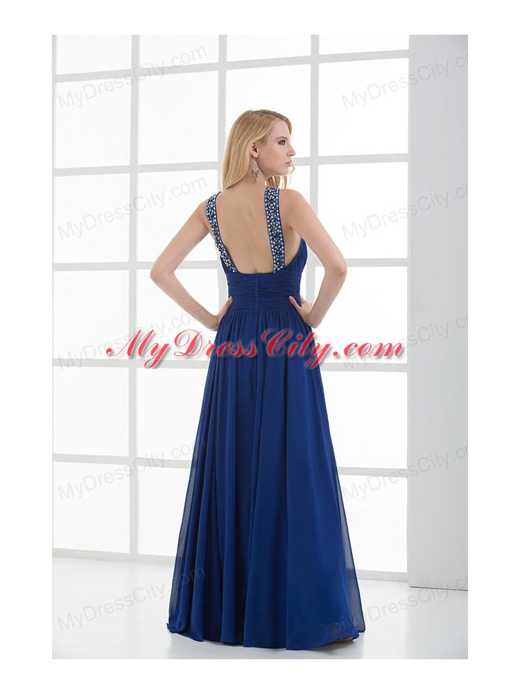 Empire Soop Beading Ruching Floor-length Chiffon Prom Dress