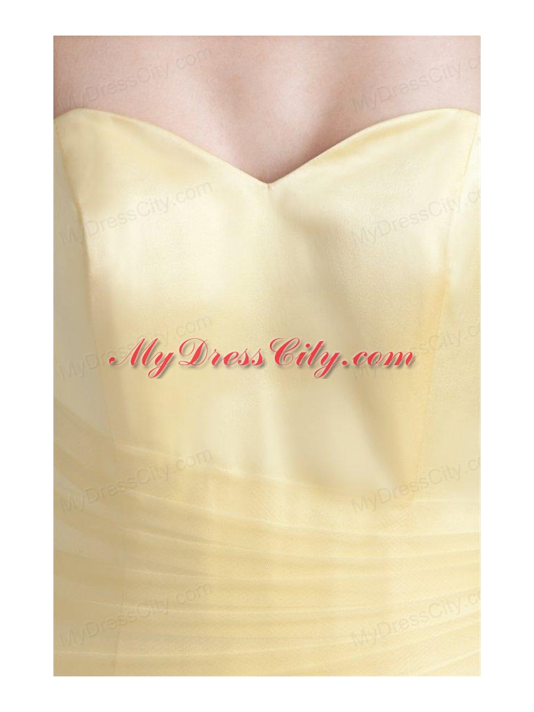 A-line Sweetheart Full Length Ruche Quinceanera Dress in Light Yellow