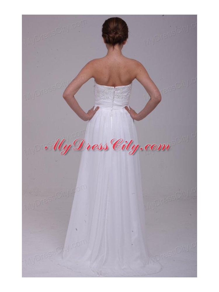 Column Strapless Chiffon Floor-length Beading Wedding Dress