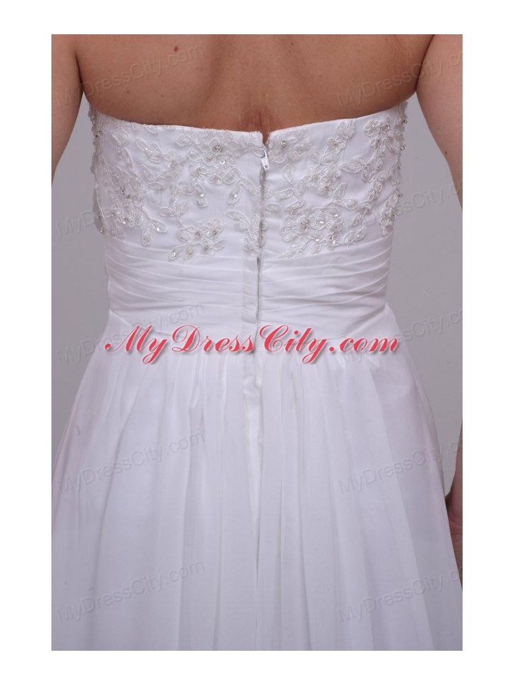 Column Strapless Chiffon Floor-length Beading Wedding Dress