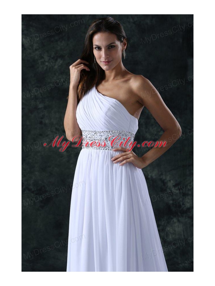 Empire Brush Train Beading Chiffon Zipper Up Wedding Dress