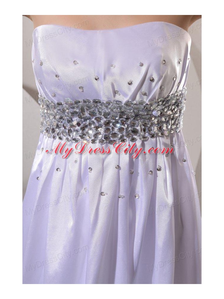 Empire Strapless Beaded Decorate Wedding Dress with Sweep Train