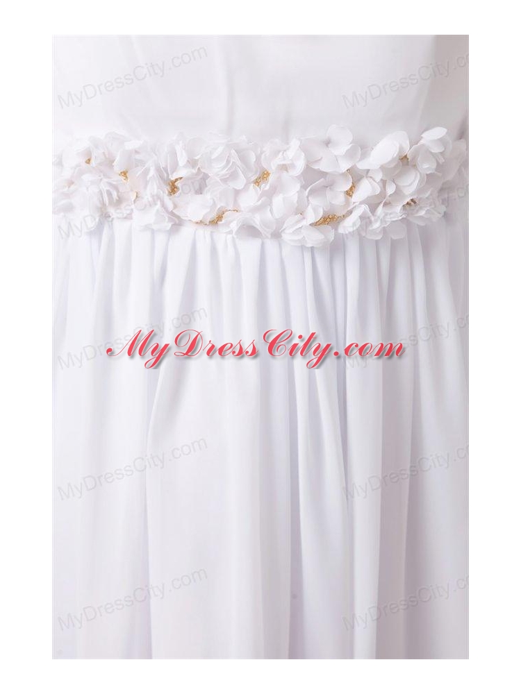 Empire V-neck Appliques Chiffon Ruching Wedding Dress