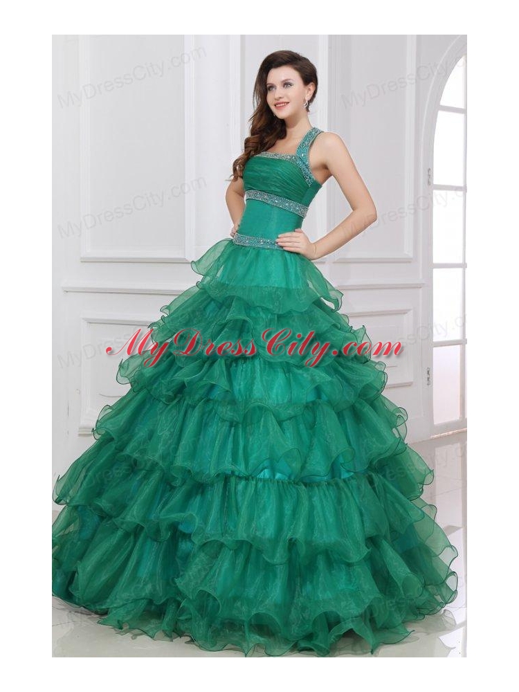 Halter Top Neck Beading and Ruffles Layered Quinceanera Dress