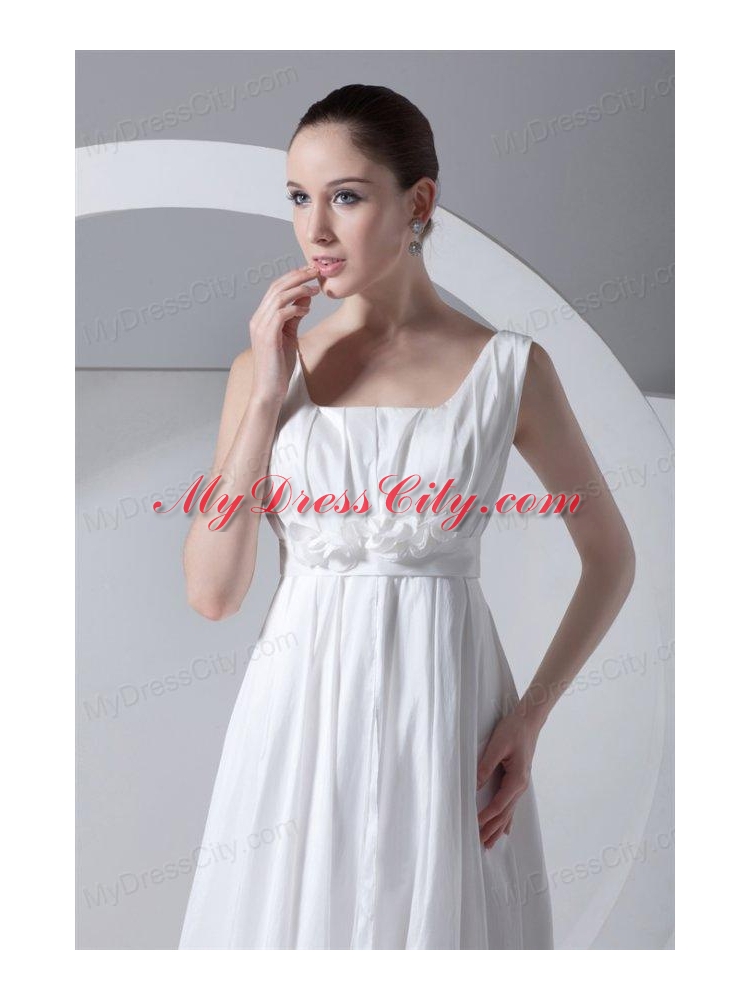 Simple Empire Square Taffeta Court Train Zipper Up Wedding Dress