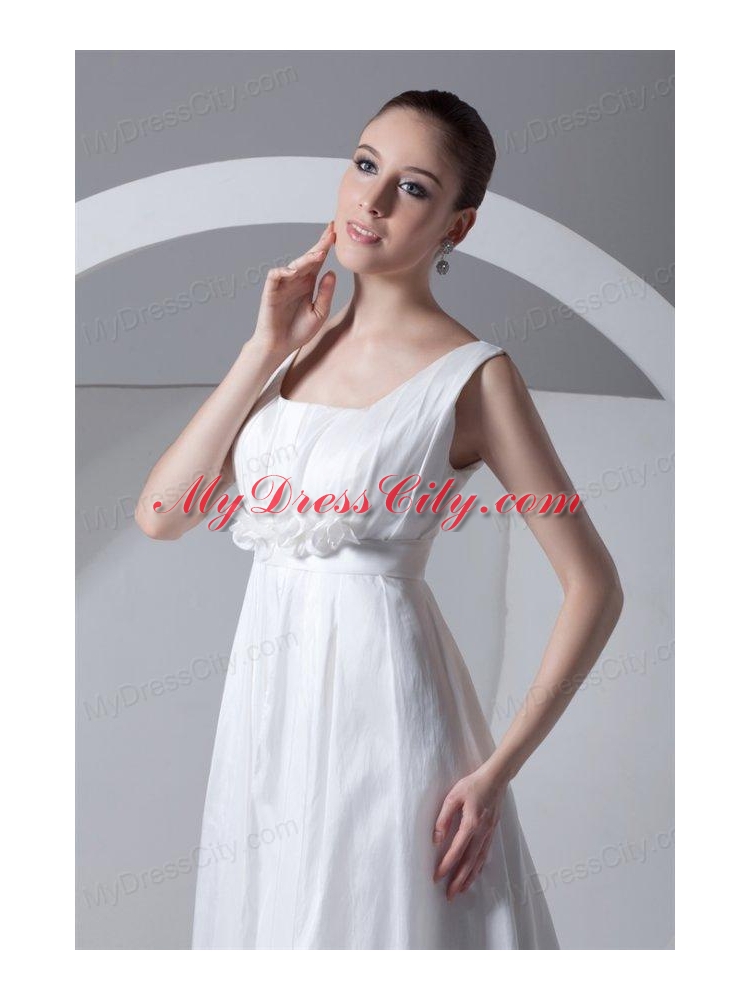 Simple Empire Square Taffeta Court Train Zipper Up Wedding Dress