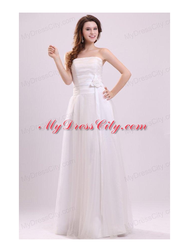 Strapless Empire Hand Made Flowers Floor-length Wedding Dress