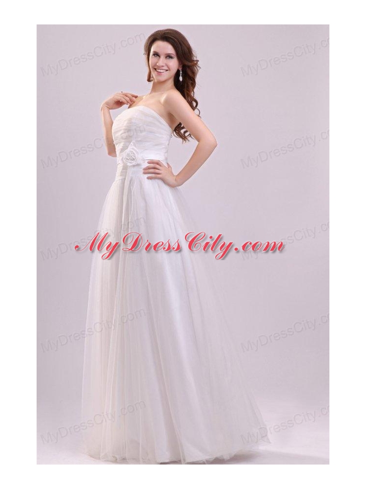 Strapless Empire Hand Made Flowers Floor-length Wedding Dress