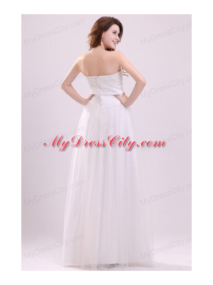 Strapless Empire Hand Made Flowers Floor-length Wedding Dress