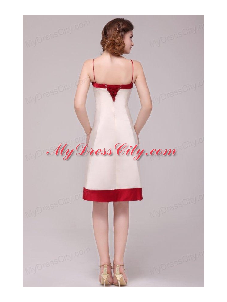 A-line Spaghetti Straps Knee-length Satin Wedding Dress