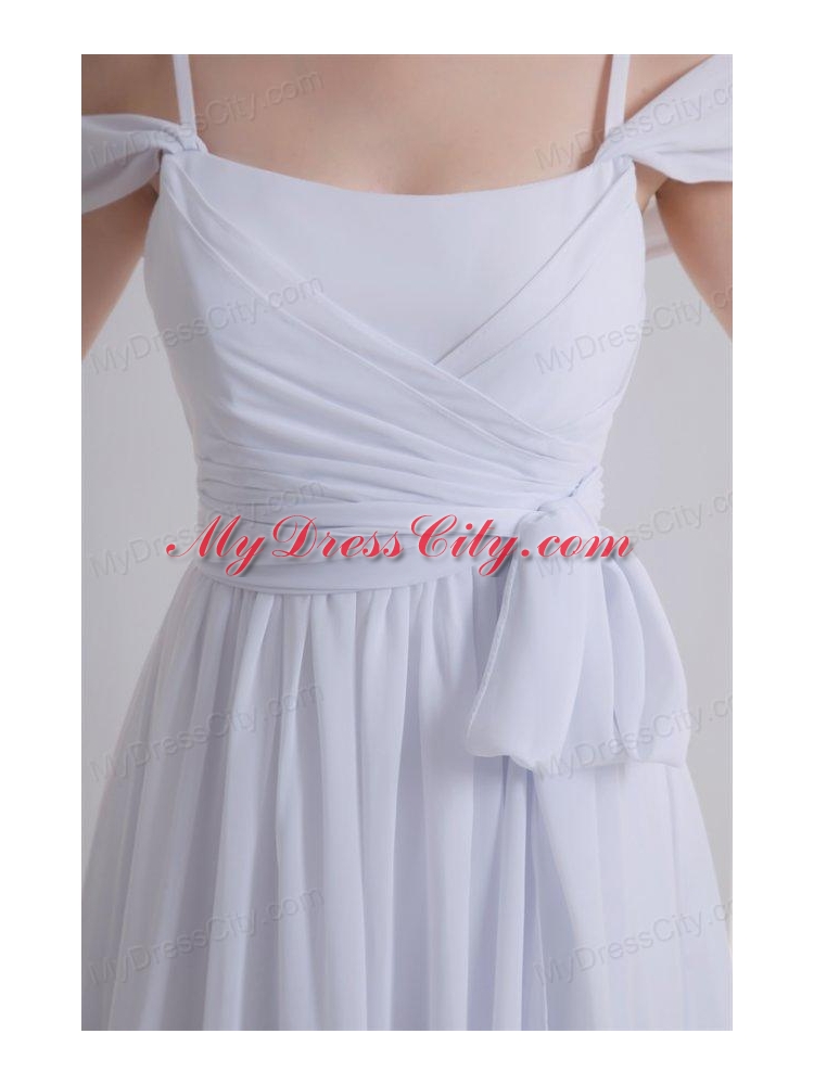 Empire Spaghetti Straps Ruching Chiffon Wedding Dress