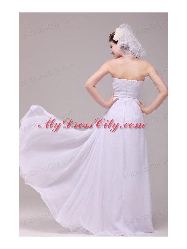 Empire Strapless Beading Ruching Floor-length Wedding Dress