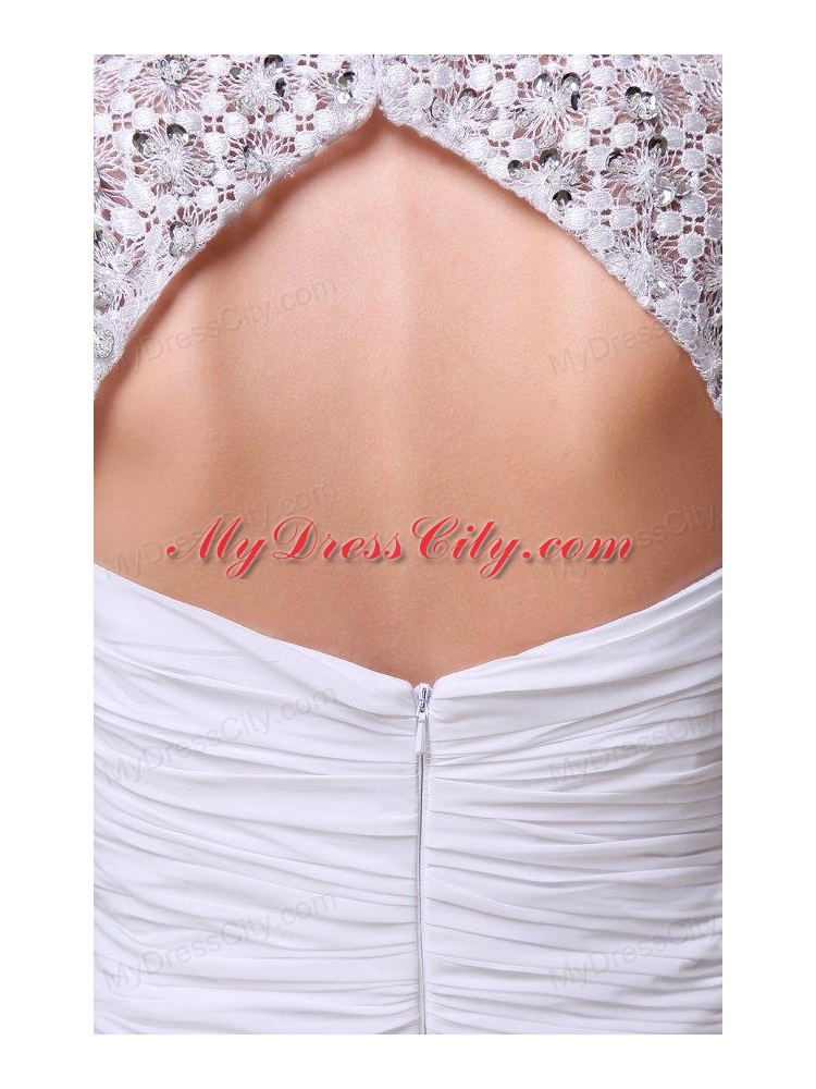 Empire Sweetheart Zipper Up Beading and Ruching Wedding Dress