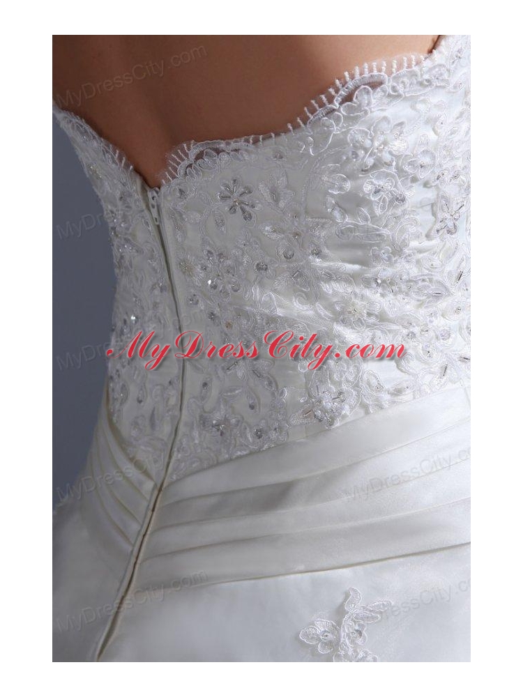 2014 Appliques Ball Gown Court Train Wedding Dress with Strapless