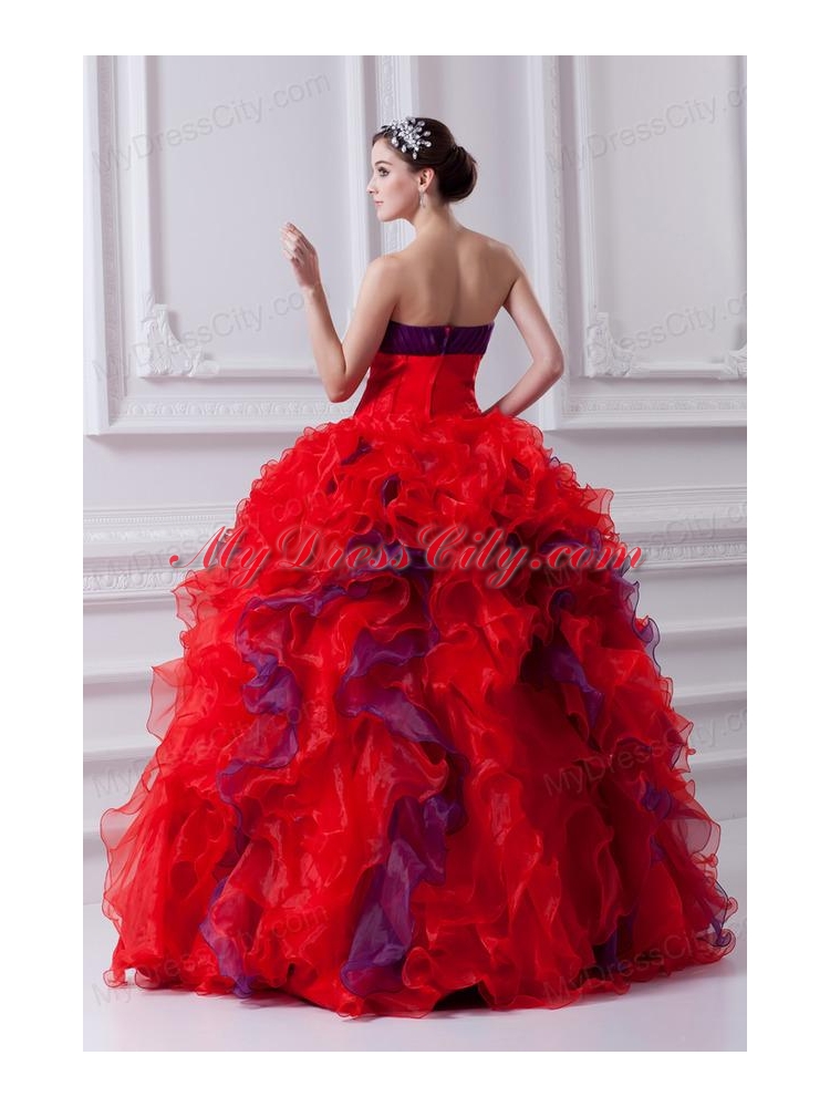 Fashionable Sweetheart Beading and Appliques Multi-color Quinceanera Dress with Ruffles