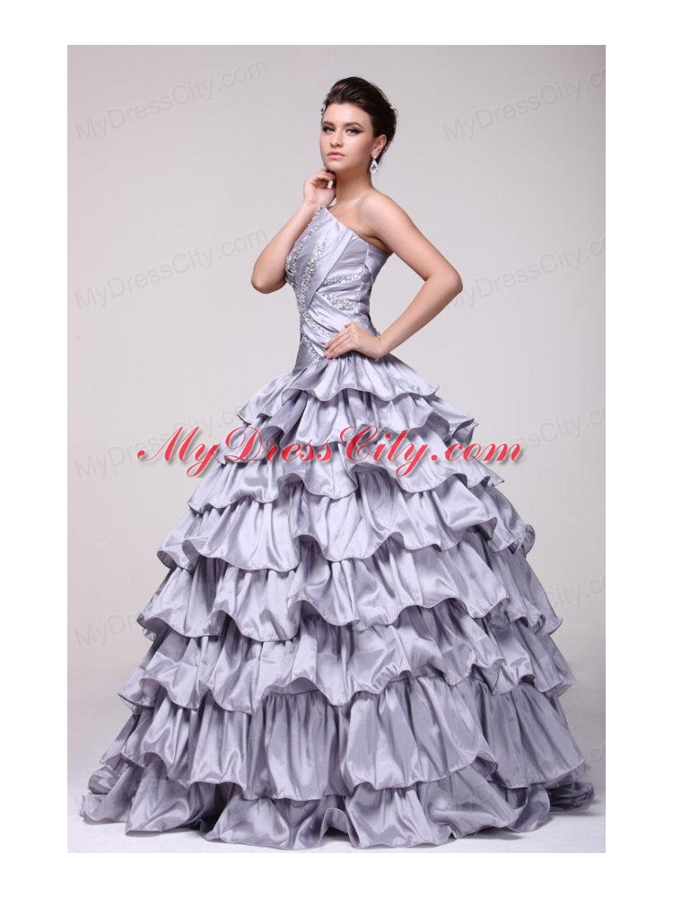 Lavender V-neck Beading and Ruffles Layered Quinceanera Dress