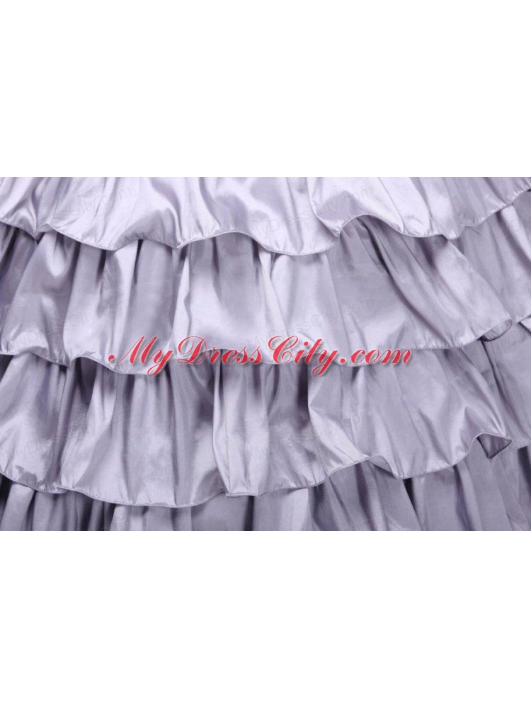 Lavender V-neck Beading and Ruffles Layered Quinceanera Dress