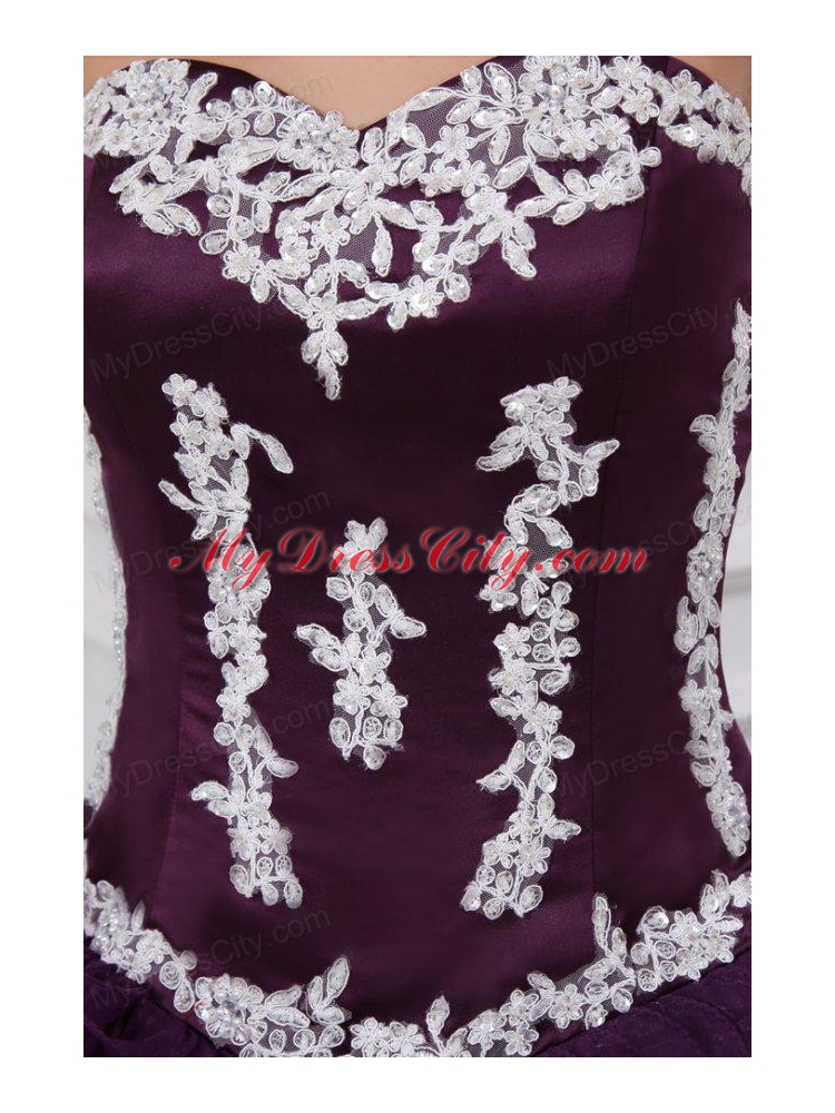 Appliques and Ruffles Sweetheart Dark Purple Quinceanera Dress