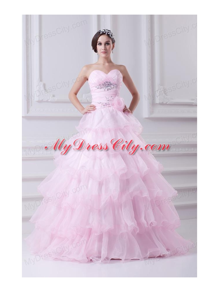 Ball Gown Strapless Beading Appliques Baby Pink  Quinceanera Dress