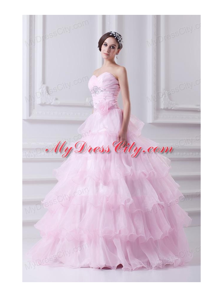 Ball Gown Strapless Beading Appliques Baby Pink  Quinceanera Dress