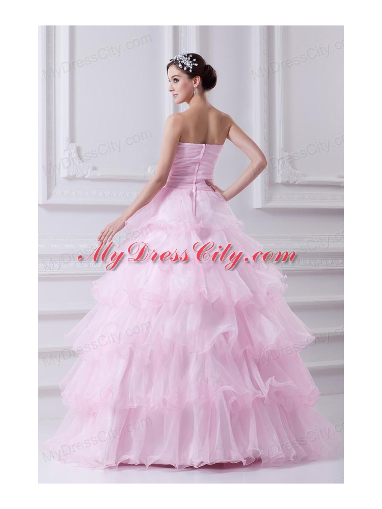 Ball Gown Strapless Beading Appliques Baby Pink  Quinceanera Dress