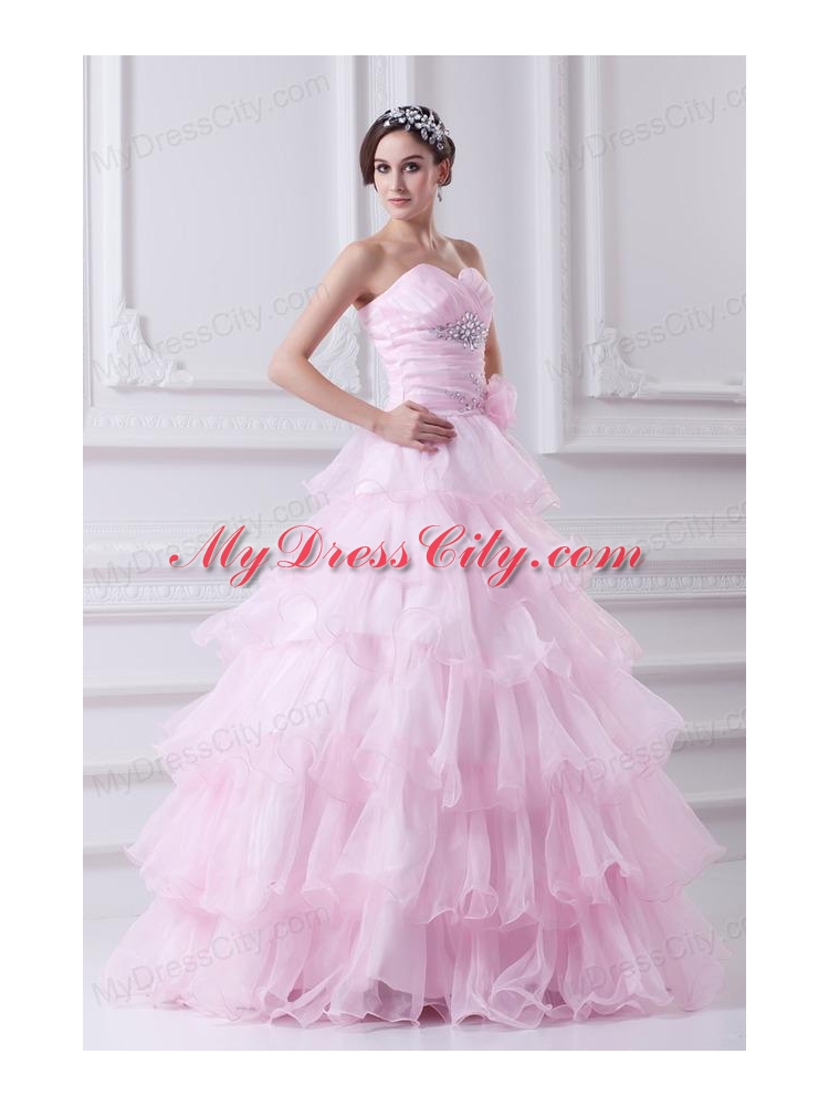 Ball Gown Strapless Beading Appliques Baby Pink  Quinceanera Dress