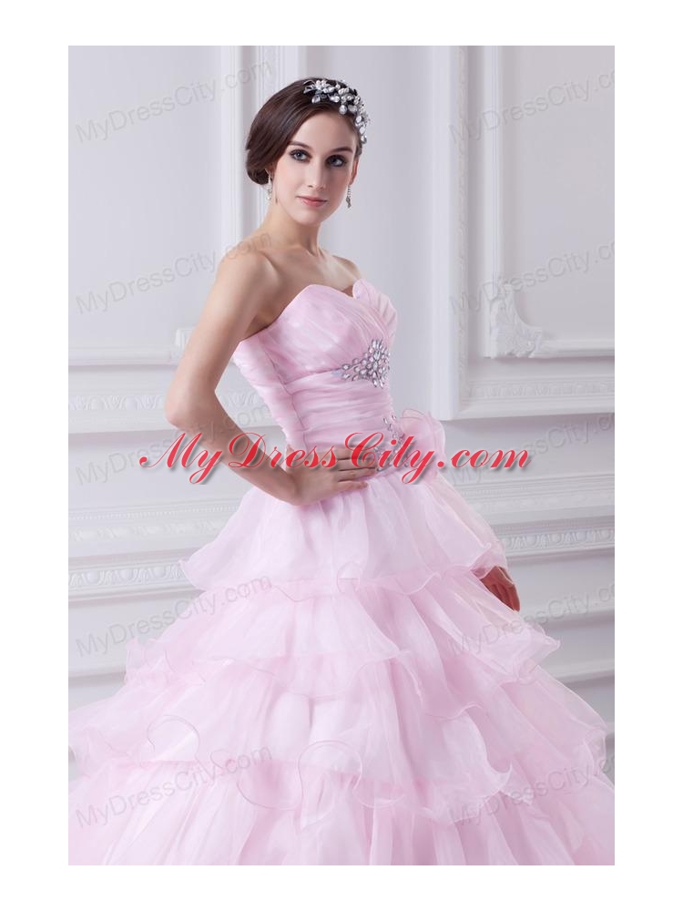 Ball Gown Strapless Beading Appliques Baby Pink  Quinceanera Dress