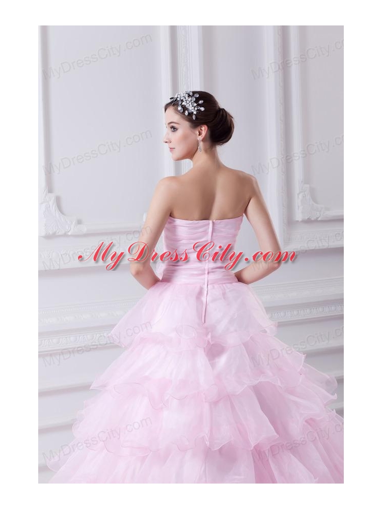 Ball Gown Strapless Beading Appliques Baby Pink  Quinceanera Dress