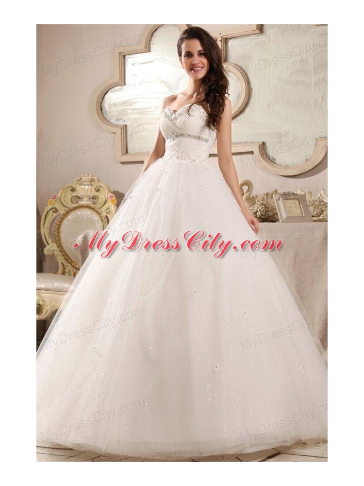 Beaded Decorate Sweetheart Ball Gown Wedding Dress with Sequins