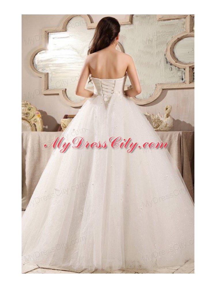 Beaded Decorate Sweetheart Ball Gown Wedding Dress with Sequins