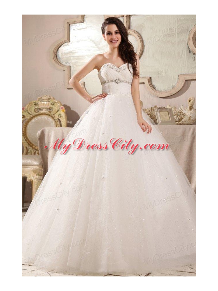 Beaded Decorate Sweetheart Ball Gown Wedding Dress with Sequins