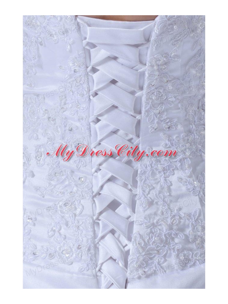 Column Sweetheart Appliques Tulle Detachable Skirt Wedding Dress