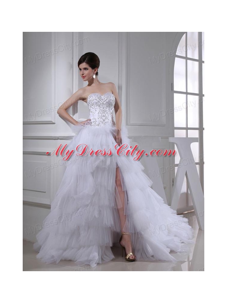 Elegant Princess Ruffled Layers and Appliques Wedding Dress with Sweetheart