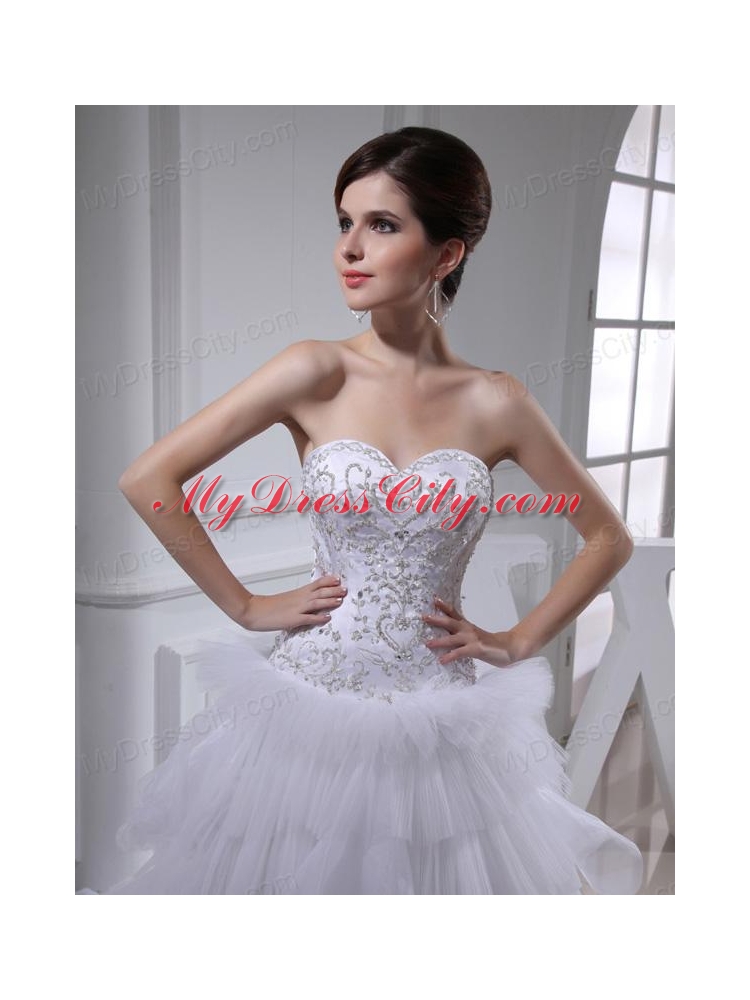 Elegant Princess Ruffled Layers and Appliques Wedding Dress with Sweetheart