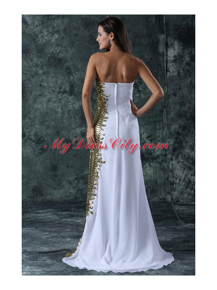 Strapless Empire Chiffon Sequins Wedding Dress with Sweep Train