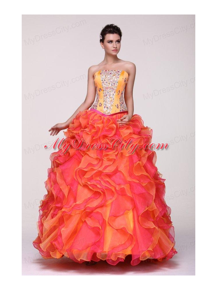 Sweetheart Beading and Appliques Multi-color Quinceanera Dress