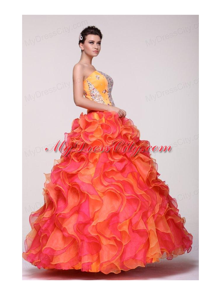 Sweetheart Beading and Appliques Multi-color Quinceanera Dress