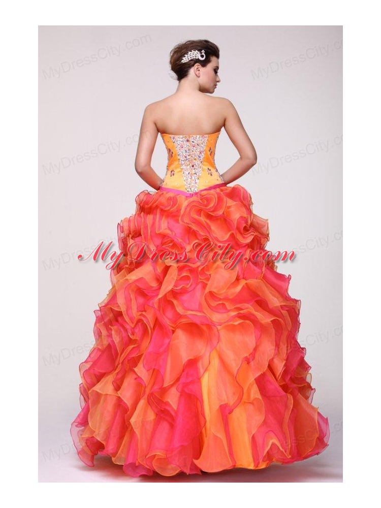 Sweetheart Beading and Appliques Multi-color Quinceanera Dress