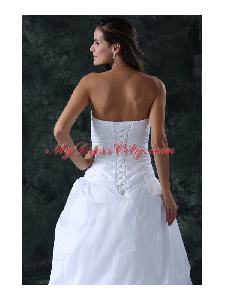 Sweetheart Column Ruche Decorate Floor-length Wedding Dress